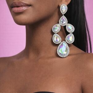 Elegant Silver and Iridescent Drop Earrings